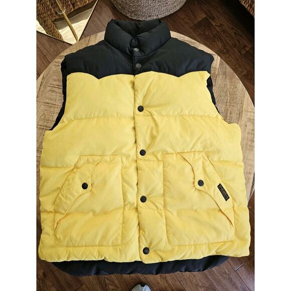 Vintage Polo Ralph Lauren Down Puffer Mens L Black Yellow Puffer Reversible - Picture 9 of 12